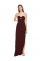 Affordable Stretch Crepe Burgundy Gold Sheath Strapless Long Evening Dresses UK