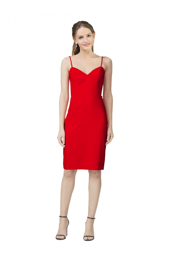 Affordable Stretch Crepe Red Sheath Sweetheart Cocktail Length Evening Dress UK