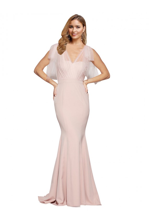 Affordable Stretch Crepe & Tulle Mauve Sheath Sweetheart Long Evening Dress UK