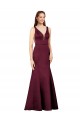 Affordable Satin Burgundy Sheath V-Neck Long Evening Dress UK