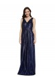 Affordable Sequin Dark Navy Sheath V-Neck Long Evening Dress UK