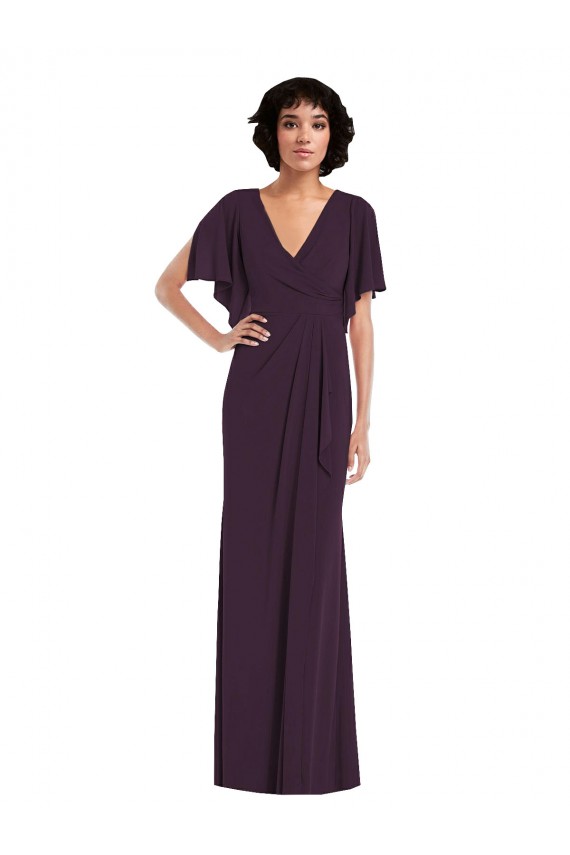 Affordable Spandex Grape Sheath V-Neck Long Maxi Evening Dress UK
