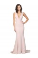 Affordable Stretch Crepe Pink Sheath V-Neck Sweep Train Sexy Evening Dress UK