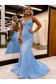 Affordable Velvet Sequin Periwinkle Sheath V-Neck Sweep Train Evening Dress UK