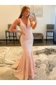 Affordable Velvet Sequin Sheath V-Neck Sweep Train Evening Dress UK