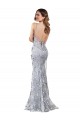 Affordable Stretch Crepe & Sequin Tulle Silver Mermaid V-Neck Long Evening Dress UK