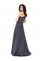 Affordable Satin Slate Grey A-Line One Shoulder Long Evening Dress UK