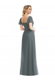 Affordable Soft Chiffon Slate Grey A-Line Square Neck Long Maxi Evening Dress UK