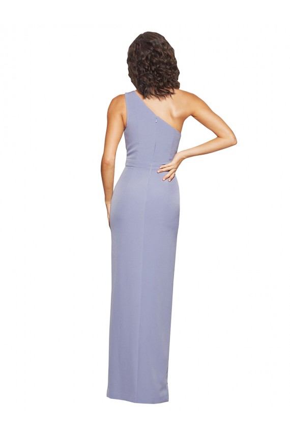 Affordable Stretch Crepe Smoke Blue Sheath One Shoulder Long Evening Dress UK