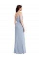 Affordable Stretch Crepe Smoke Blue Sheath Spaghetti Straps Long Evening Dress UK