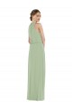 Affordable Soft Chiffon Smoke Green A-Line High Neck Long Maxi Evening Dress UK