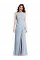 Affordable Stretch Crepe Light Sky Blue Trumpet Halter Neck Long Maxi Wedding Party Dress UK