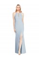 Affordable Stretch Crepe Light Sky Blue Trumpet Halter Neck Long Sleeveless Semi Formal Evening Dress UK