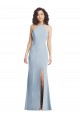 Affordable Stretch Crepe Light Sky Blue Trumpet Halter Neck Long Maxi Evening Dress UK