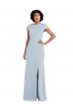 Affordable Stretch Crepe Light Sky Blue Trumpet Jewel Neck Long Semi Formal Evening Dress UK