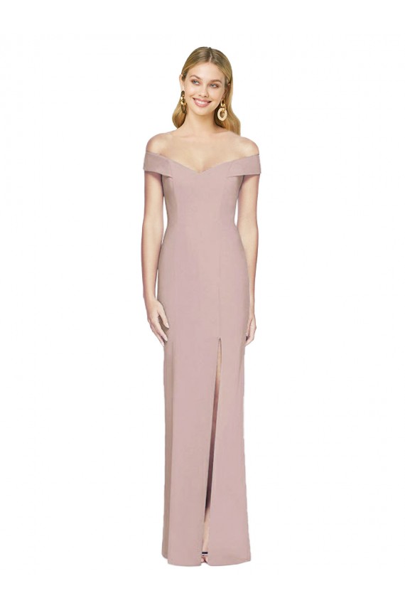 Affordable Stretch Crepe Dusty Pink Trumpet Off the Shoulder Long Semi Formal Evening Dress UK