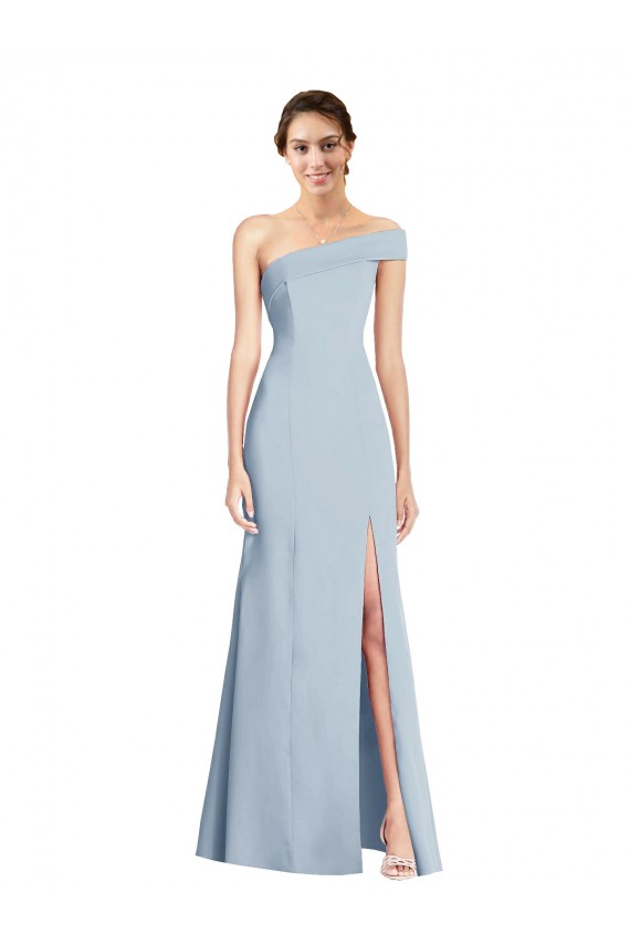 Affordable Stretch Crepe Light Sky Blue Trumpet Off the Shoulder Long Wedding Party Dress UK