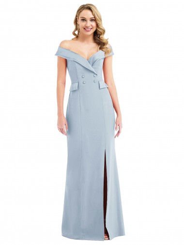 Affordable Stretch Crepe Light Sky Blue Trumpet Off the Shoulder Long Semi Formal Evening Gown UK