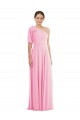 Affordable Soft Chiffon Barely Pink Trumpet One Shoulder Long Maxi Evening Dress UK