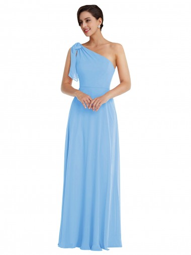 Affordable Soft Chiffon Periwinkle Trumpet One Shoulder Long Maxi Evening Dress UK