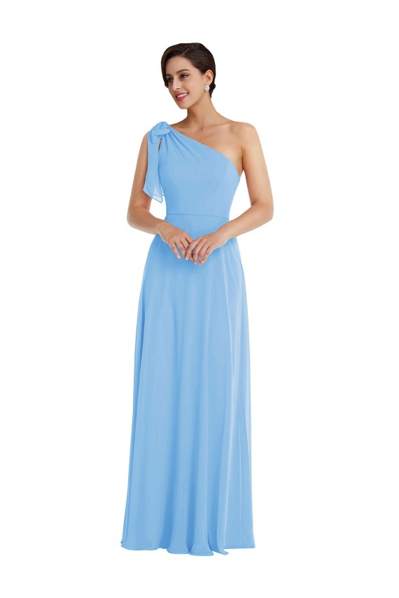 Affordable Soft Chiffon Periwinkle Trumpet One Shoulder Long Maxi Evening Dress UK