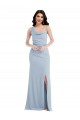 Affordable Stretch Crepe Light Sky Blue Trumpet One Shoulder Long Maxi Evening Dress UK