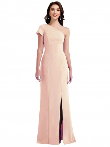 Affordable Stretch Crepe Nude Trumpet One Shoulder Long Evening Dress UK