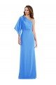 Affordable Stretch Crepe Peacock Blue Trumpet One Shoulder Long Semi Formal Evening Dress UK