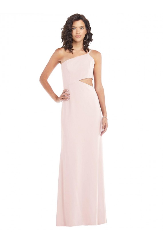Affordable Stretch Crepe Pink Trumpet One Shoulder Long Maxi Evening Dress UK