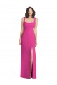 Affordable Stretch Crepe Fuchsia Trumpet Square Neck Long Maxi Evening Dress UK