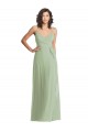 Affordable Soft Chiffon Smoke Green Trumpet Spaghetti Straps Long Maxi Evening Dress UK
