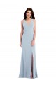 Affordable Stretch Crepe Light Sky Blue Trumpet V-Neck Long Maxi Wedding Party Dress UK