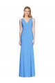 Affordable Stretch Crepe Peacock Blue Trumpet V-Neck Long Semi Formal Evening Dress UK