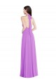Affordable Soft Chiffon Violet A-Line Halter Neck Long Maxi Evening Dress UK