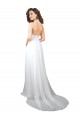 Affordable Soft Chiffon White A-Line V-Neck Sweep Train Semi Formal Evening Dress UK