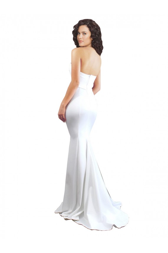 Affordable Stretch Crepe White Mermaid Sweetheart Long Evening Dress UK